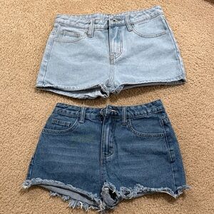SHEIN Light and Dark Blue Jean Shorts